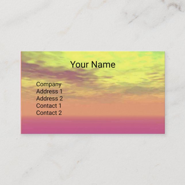 TEMPLE OF WATER  Pink Yellow Purple Clouds Sci-Fi Business Card (Front)