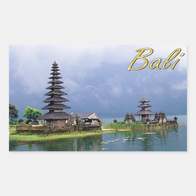 Temple on a Lake Rectangular Sticker (Front)