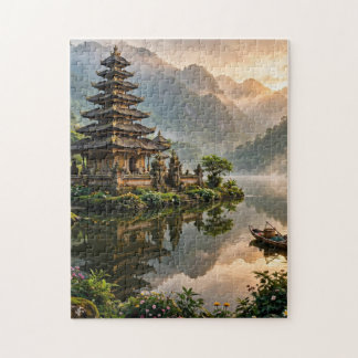 Temple on a Mountain Lake Jigsaw Puzzle