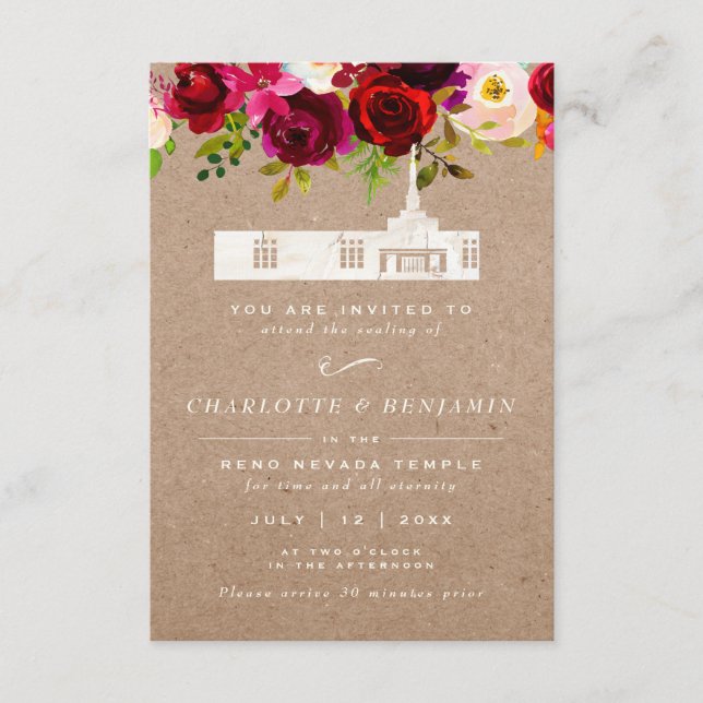 TEMPLE SEALING CARD | Reno Nevada Temple Wedding (Front)