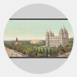 Temple Square, Salt Lake City classic Photochrom Round Sticker