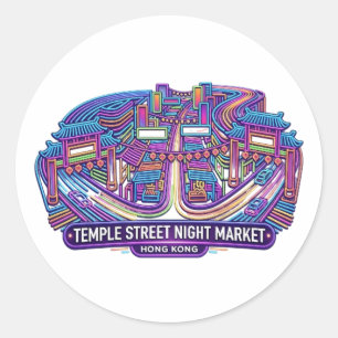 TEMPLE STREET NIGHT MARKET CLASSIC ROUND STICKER