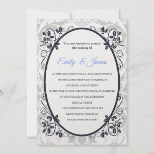Temple Wedding Invitation Silver Coronation