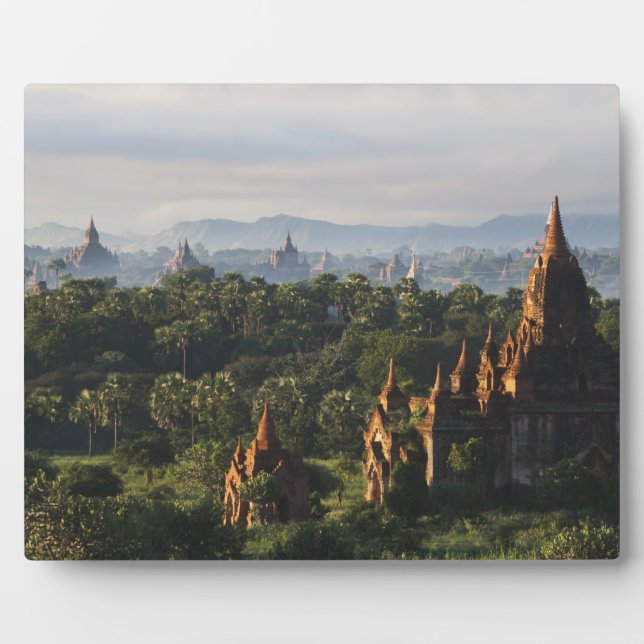 Temples at sunrise, Bagan, Myanmar Plaque (Front)