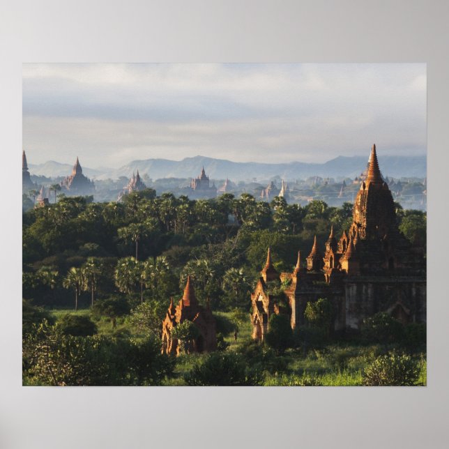 Temples at sunrise, Bagan, Myanmar Poster (Front)