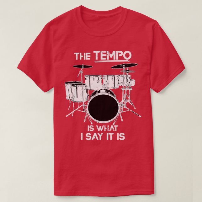 Tempo Retro Drummer Drums T-Shirt (Design Front)