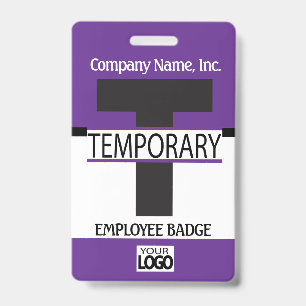 Temporary Employee Badge with your Logo - Purple ID Badge