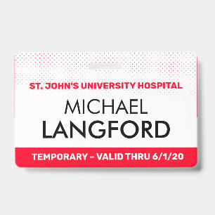 Temporary Employee Name Badge Custom Text Color ID Badge