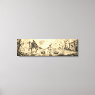 TEMPTATION Dark Knight and Devil's Treasure Sepia Canvas Print