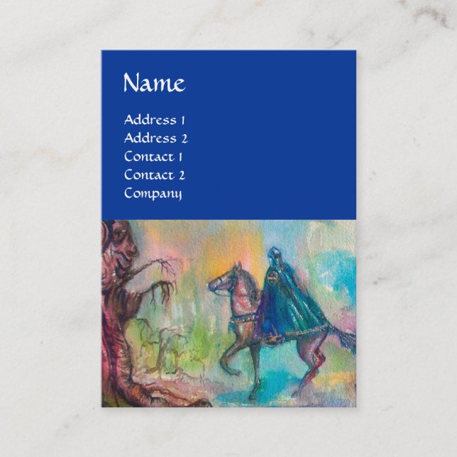 TEMPTATION DARK KNIGHT MONOGRAM Bright Blue Brown Business Card (Front)