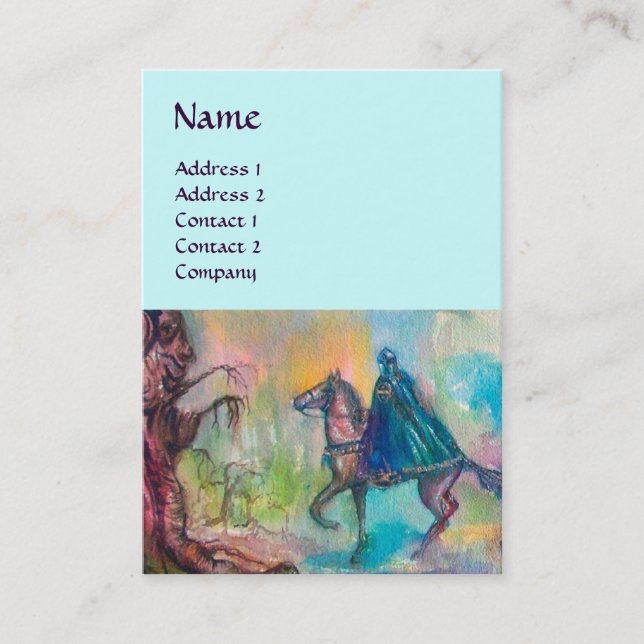 TEMPTATION DARK KNIGHT MONOGRAM Teal Blue Business Card (Front)