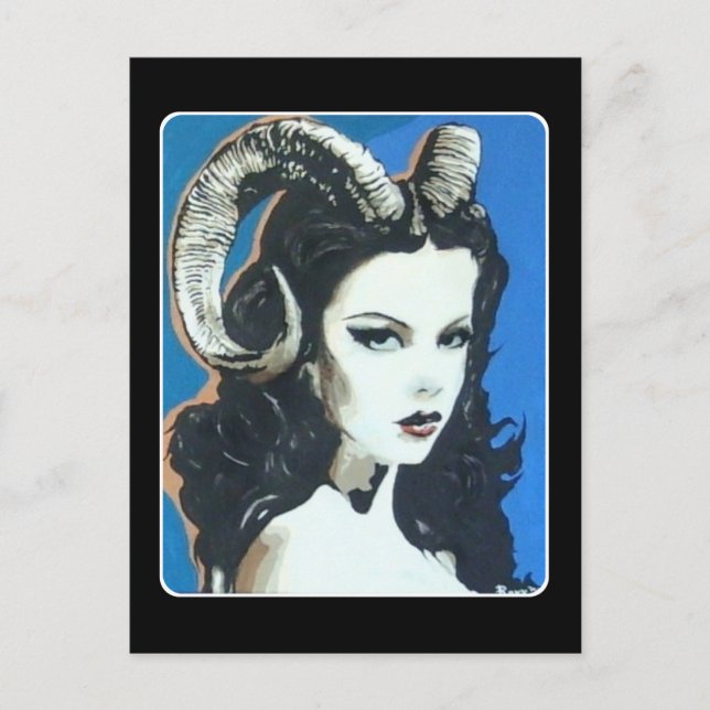 'Temptation in the Magick' Painting on a  Postcard (Front)