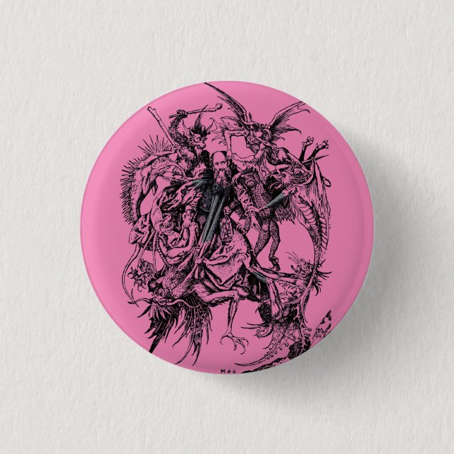 Temptation of Saint Anthony the Great 3 Cm Round Badge (Front)