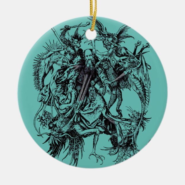Temptation of Saint Anthony the Great Ceramic Tree Decoration (Front)