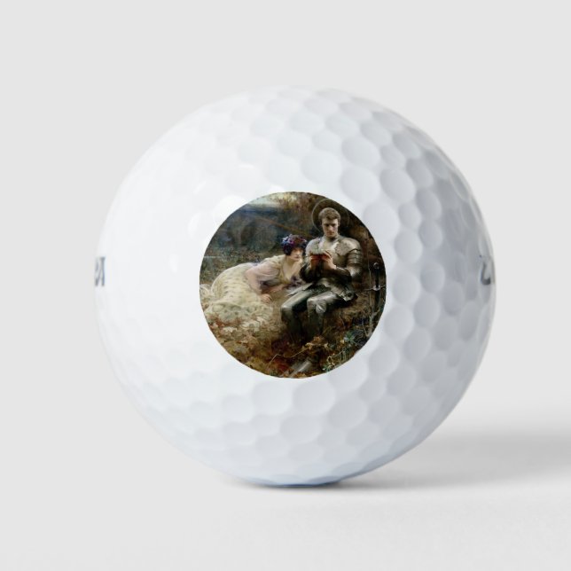 Temptation of Sir Percival (Mediaeval Knight) Golf Balls (Front)