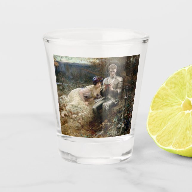 Temptation of Sir Percival (Mediaeval Knight) Shot Glass (Front)