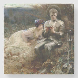 Temptation of Sir Percival (Mediaeval Knight) Stone Coaster