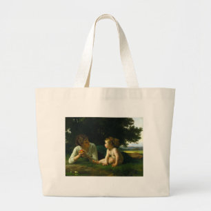 Temptation, William-Adolphe Bouguereau Large Tote Bag