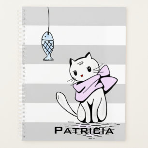 Tempted White Cat & Fish Planner