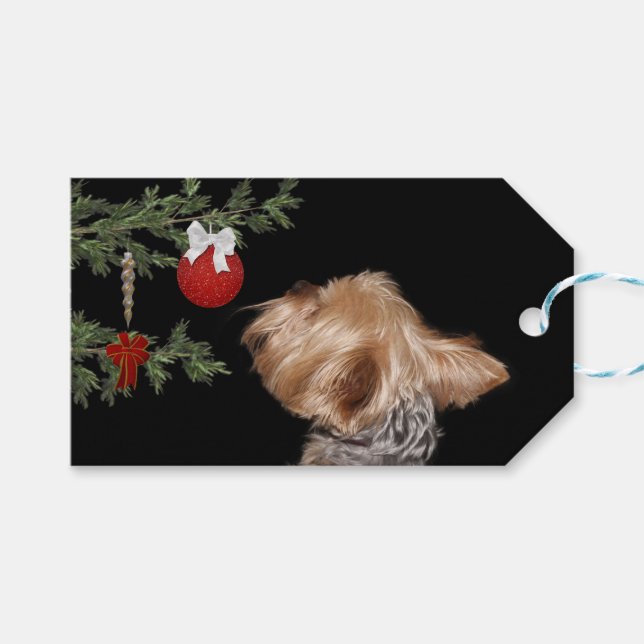 Tempted Yorkie Christmas Gift Tags (Front (Horizontal))