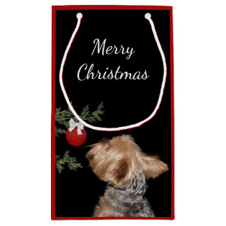 Tempted Yorkie Christmas Small Gift Bag