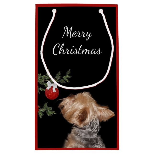 Tempted Yorkie Christmas Small Gift Bag (Back)