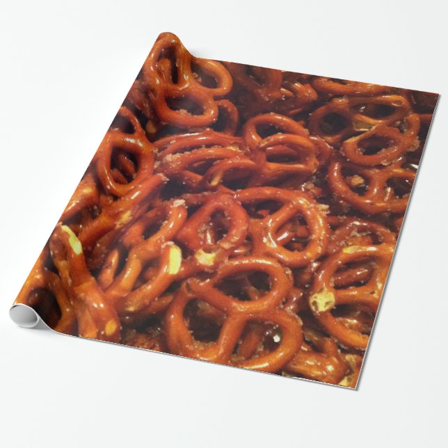 Tempting Crispy Salty Pretzel Twists Wrapping Paper (Unrolled)