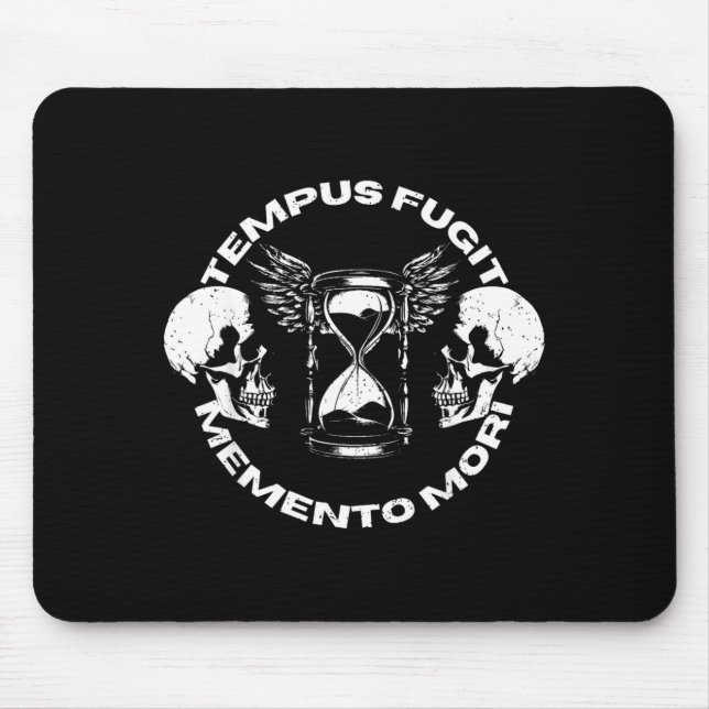 Tempus Fugit Memento Mori Skull Gothic Design Mouse Mat (Front)