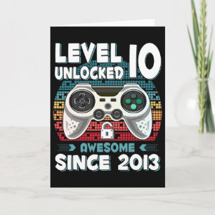 Ten 10yr Bday Son Boy Funny Gamer 10th 10 Year Old Card