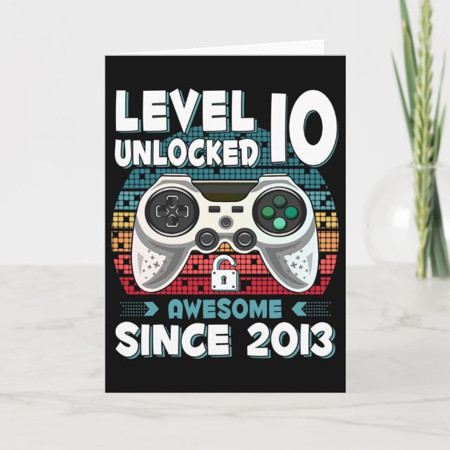 Ten 10yr Bday Son Boy Funny Gamer 10th 10 Year Old Card (Front)