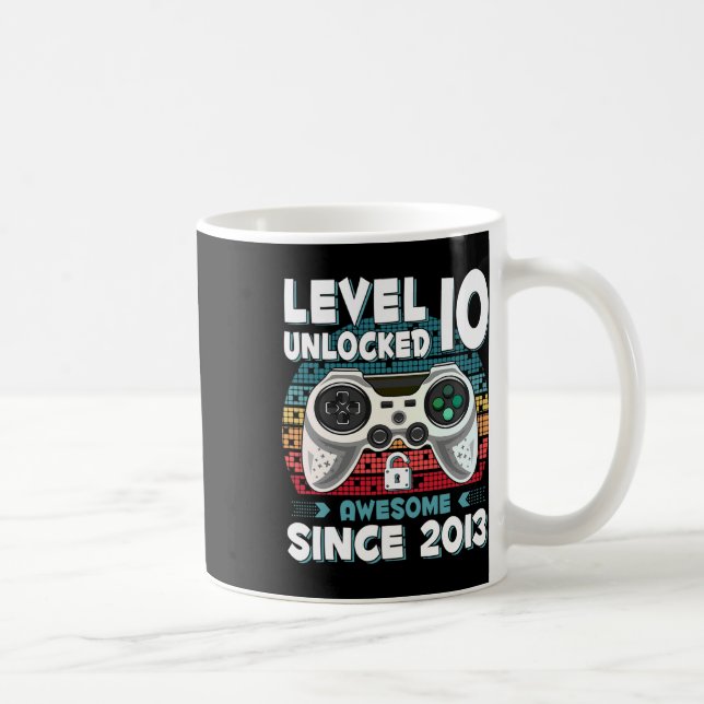 Ten 10yr Bday Son Boy Funny Gamer 10th 10 Year Old Coffee Mug (Right)