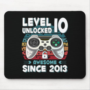 Ten 10yr Bday Son Boy Funny Gamer 10th 10 Year Old Mouse Mat