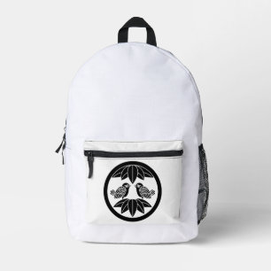 Ten bamboo leaves & facing sparrows printed backpack