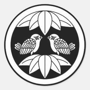 Ten bamboo leaves & facing sparrows Stickers