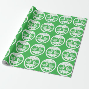 Ten bamboo leaves & facing sparrows Stickers Wrapping Paper