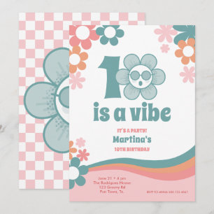 Ten Birthday Girl Party Invitation