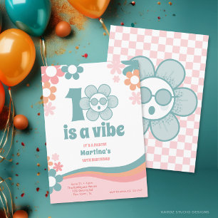 Ten Birthday Girl Party Invitation