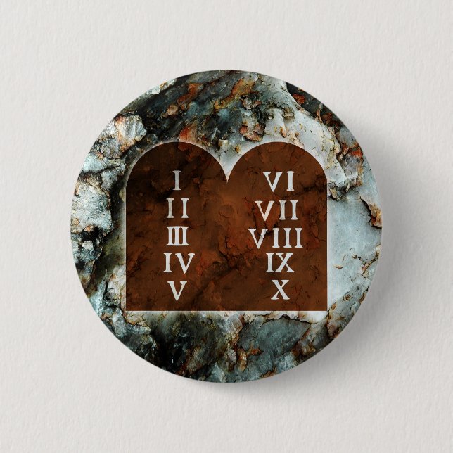 Ten Commandments 6 Cm Round Badge (Front)