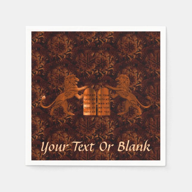 Ten Commandments and Lion Napkin (Front)