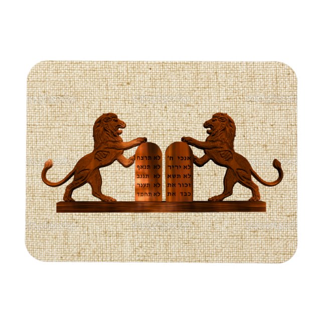 Ten Commandments and Lions Magnet (Horizontal)