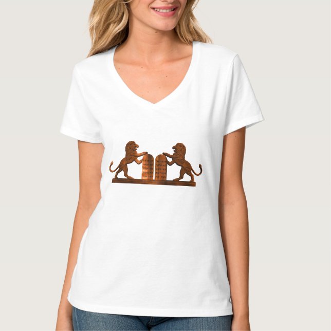 Ten Commandments and Lions T-Shirt (Front)