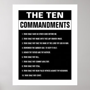 Ten Commandments Bible Verse Christian Religious Poster