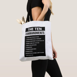 Ten Commandments Bible Verse Christian Religious Tote Bag
