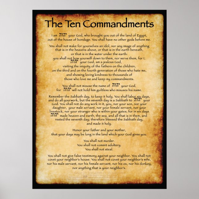 Ten Commandments - Brown Poster (Front)