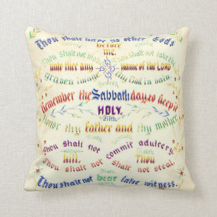 Ten Commandments Calligraphy 1889 Cushion