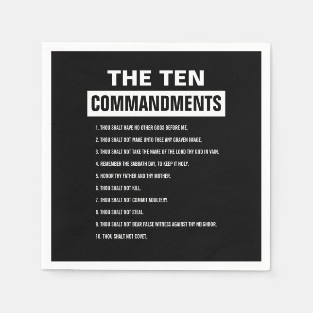 Ten Commandments Christian Religious Bible Verse Napkin (Front)