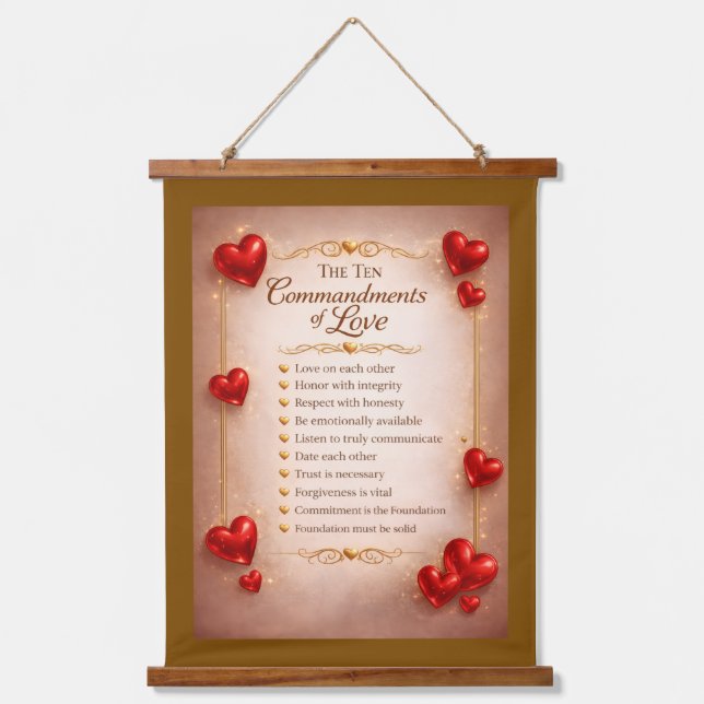 Ten Commandments of Love Hanging Tapestry (Front)