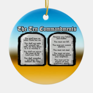 Ten Commandments of the Holy Bible, God's Law Ceramic Tree Decoration