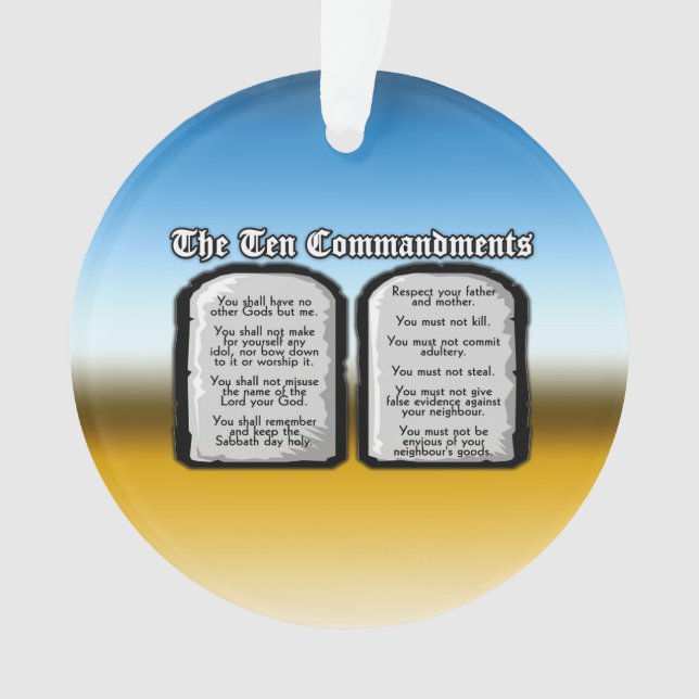 Ten Commandments of the Holy Bible, God's Law Ornament (Front)