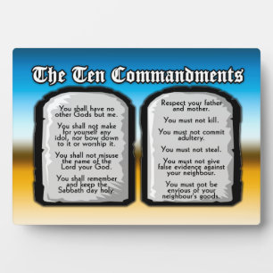 Ten Commandments of the Holy Bible, God's Law Plaque